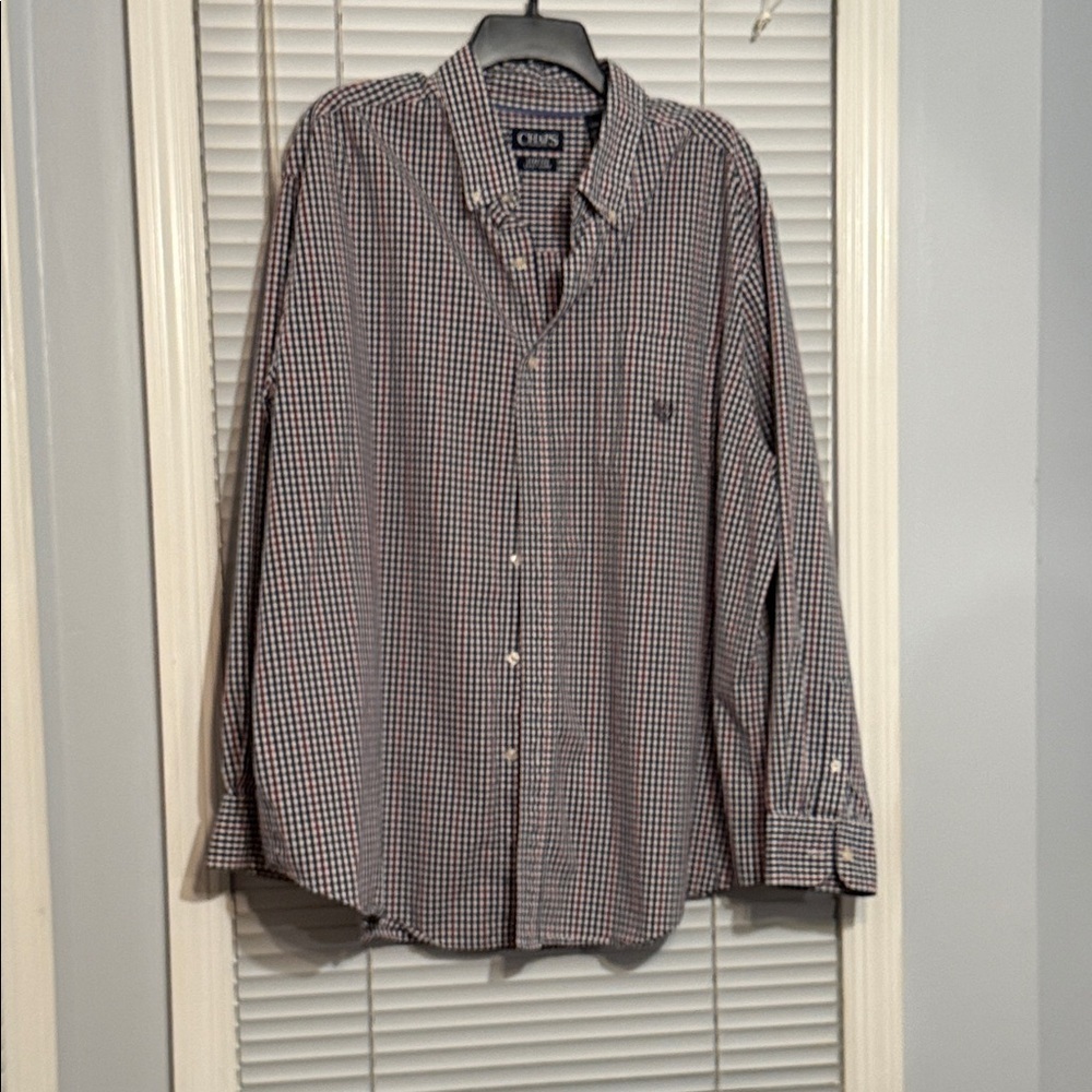 Vintage Chaps Men's Plaid Shirt - Black, White, and Red